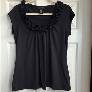 Susie RoseBlack Ruffled Blouse